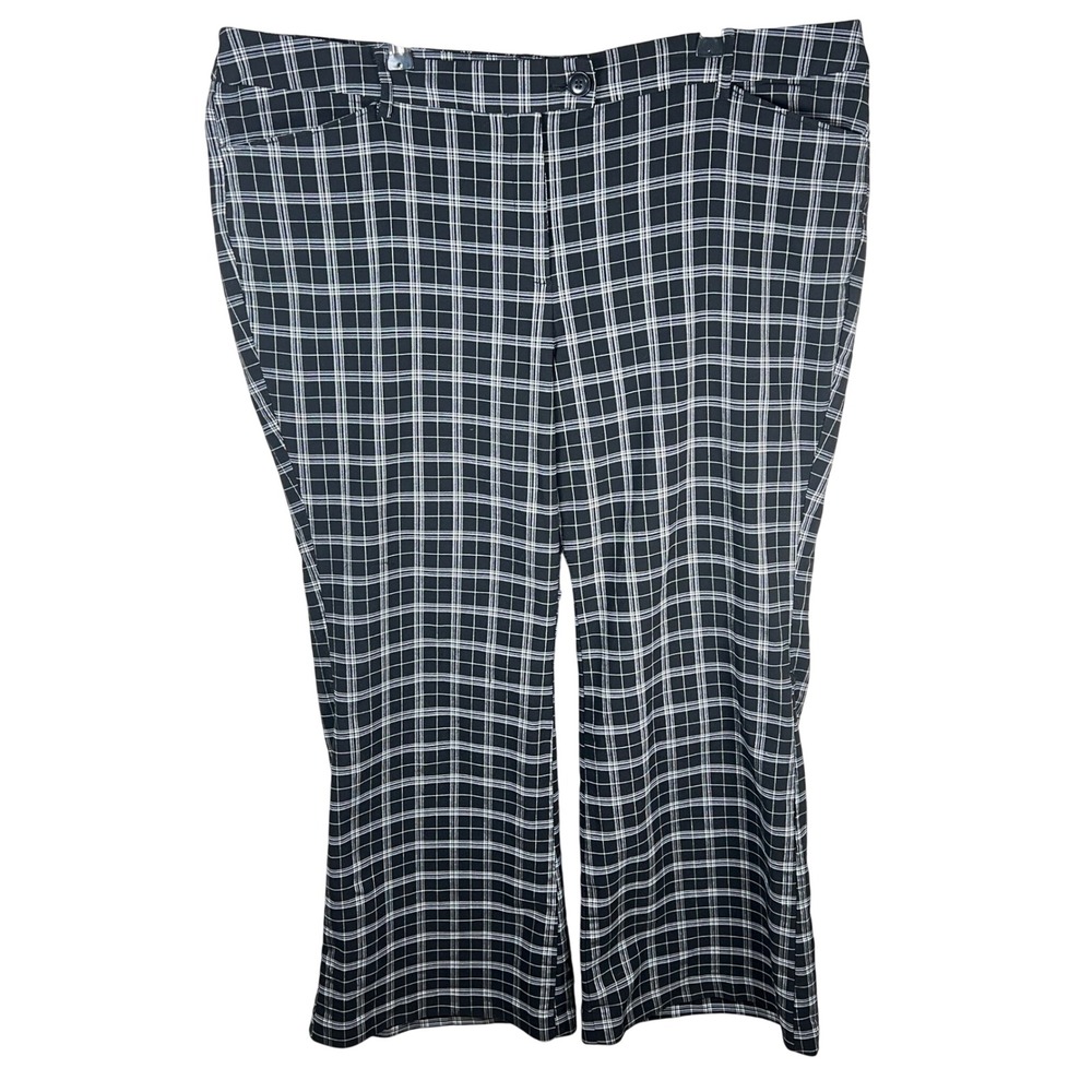 Lane Bryant Plaid Flare Pants Black White Plus Size 22 Career Casual Trousers